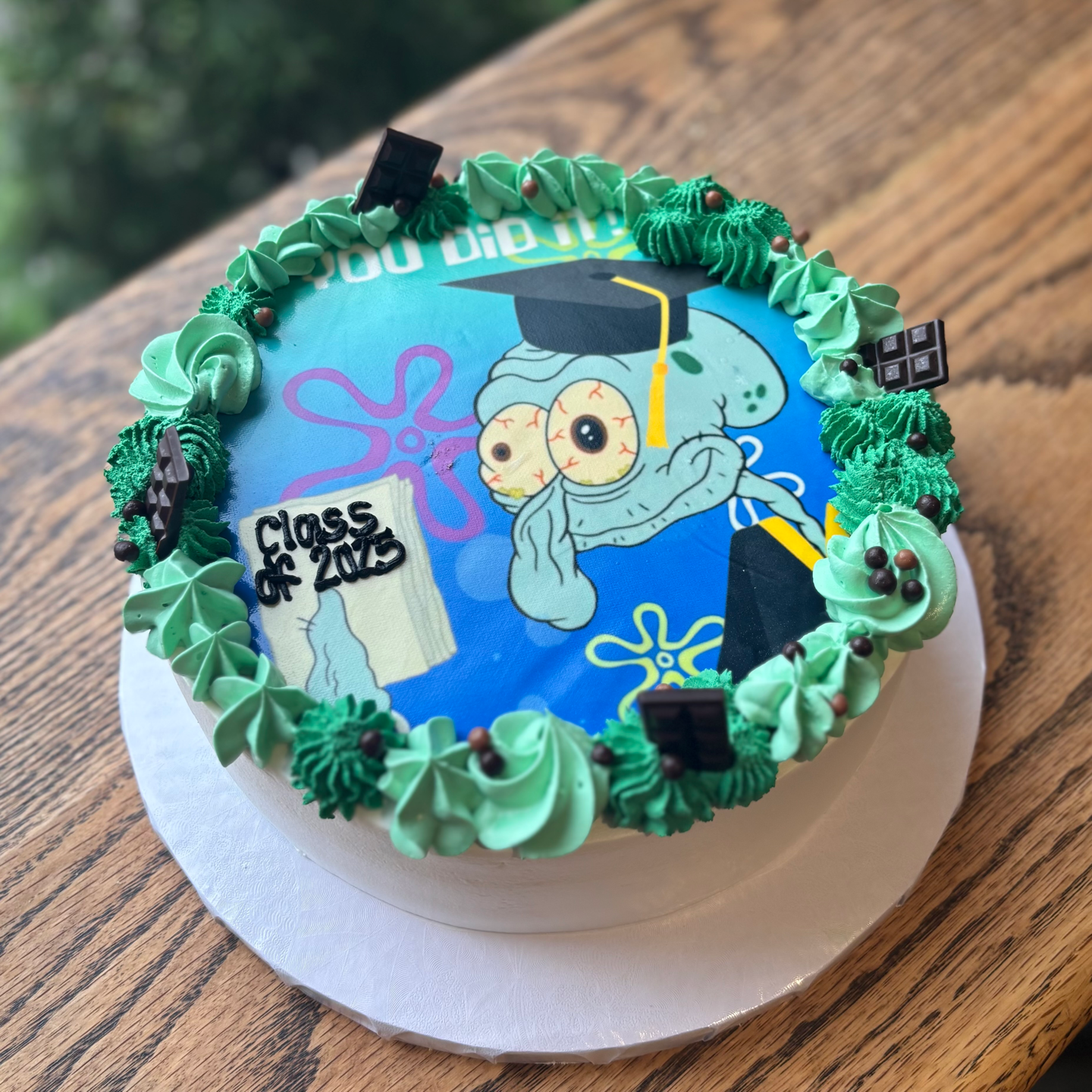 "You Did It" Squidward Graduation Cake