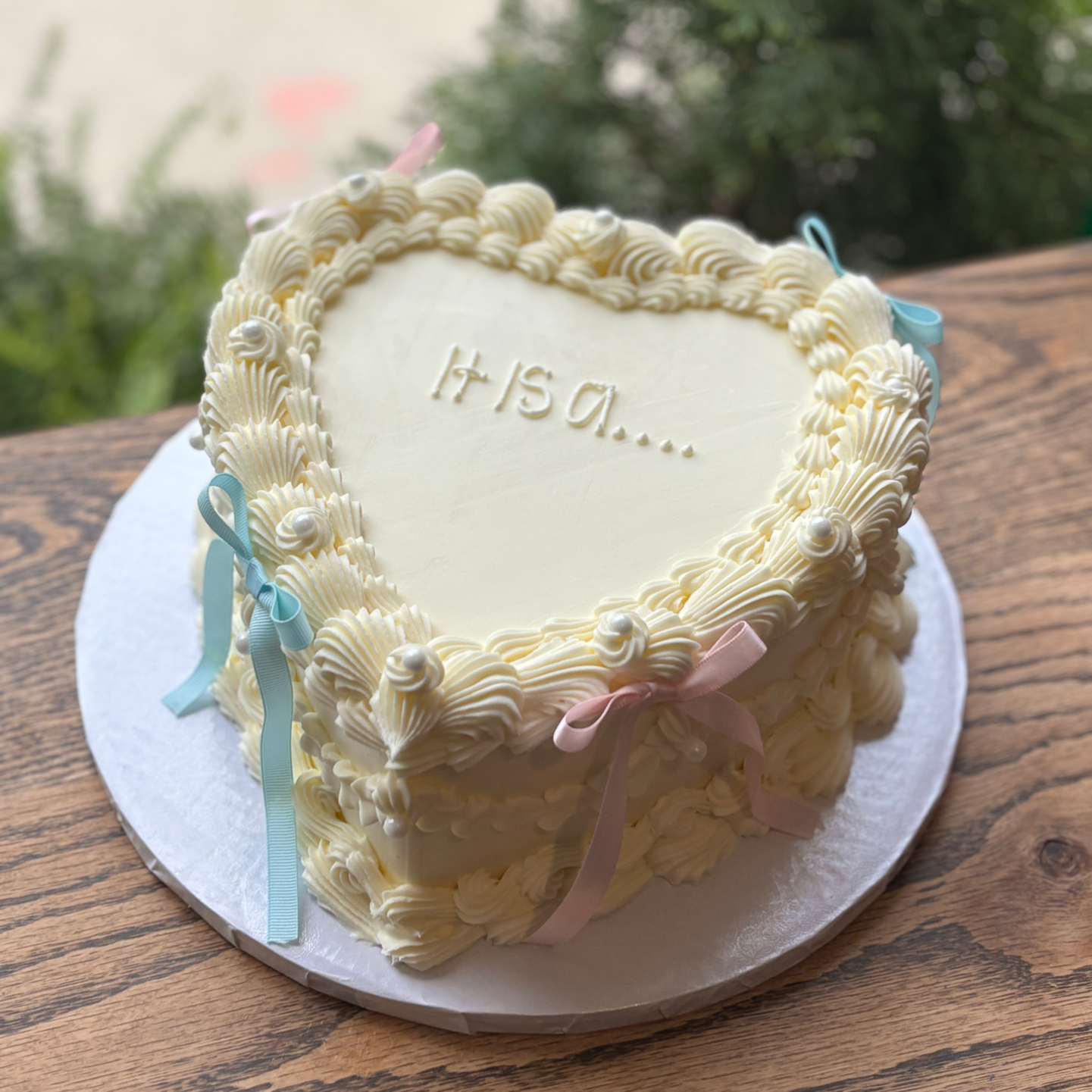 It's a... Heart Ribbon Cake